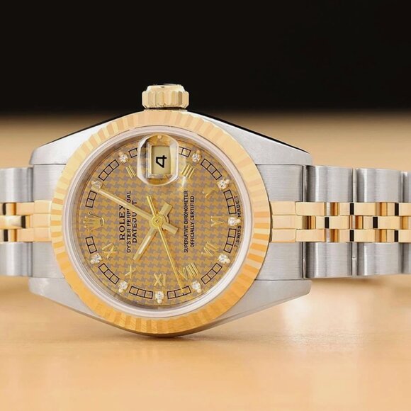 ROLEX LADIES 18K DATEJUST FACTORY DIAMOND ROMAN WATCH main image 5
